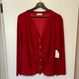 NWT 89th + Madison Red Shimmer Blouse. 1X